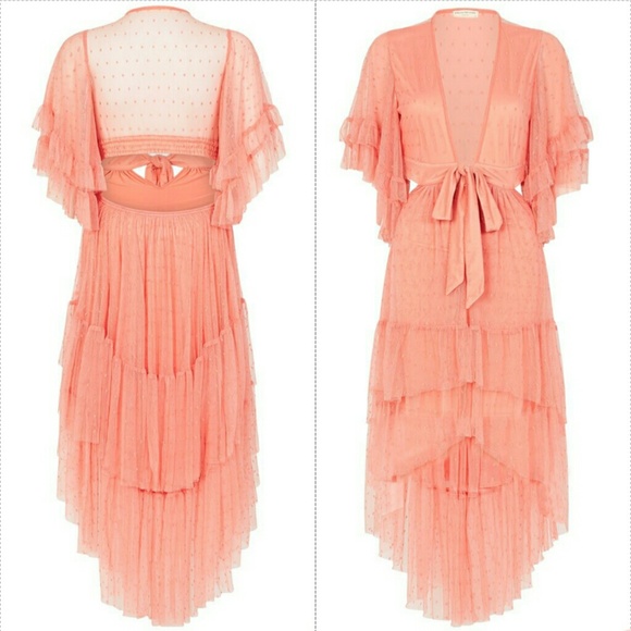 New spell designs grace cutout tulle gown peach M - Picture 3 of 9